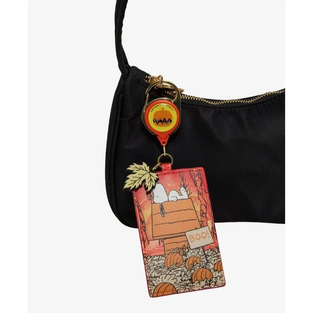 NEW! Loungefly Peanuts Snoopy Pumpkin Patch Fall‎ Halloween Retractable Lanyard